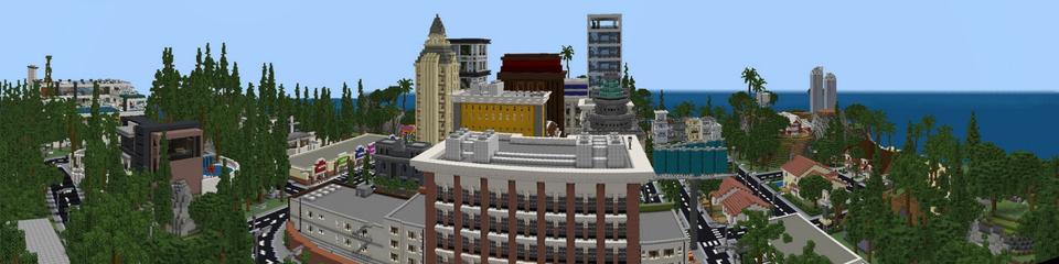 Panorama of the Minecraft Bedrock Marketplace product Lucky Block Parkour City created by 100Media.