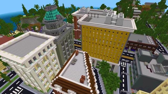 Screenshot of the Minecraft Bedrock Marketplace product Lucky Block Parkour City created by 100Media.