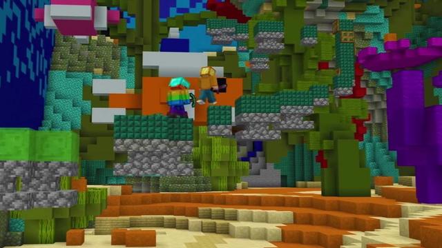 Screenshot of the Minecraft Bedrock Marketplace product Lucky Block Parkour City created by 100Media.
