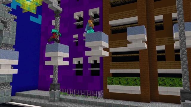 Screenshot of the Minecraft Bedrock Marketplace product Lucky Block Parkour City created by 100Media.