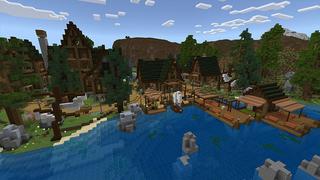 Screenshot of the Minecraft Bedrock Marketplace product Fishing Gives OP Loot created by 2-Tail Productions.