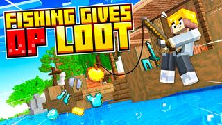 Thumbnail of the Minecraft Bedrock Marketplace product Fishing Gives OP Loot created by 2-Tail Productions.