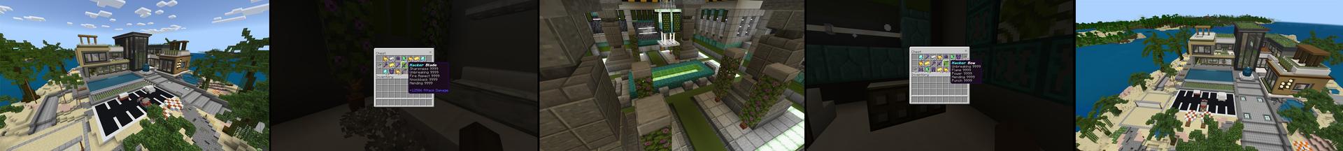 Panorama of the Minecraft Bedrock Marketplace product Hacker Mansion created by 2-Tail Productions.