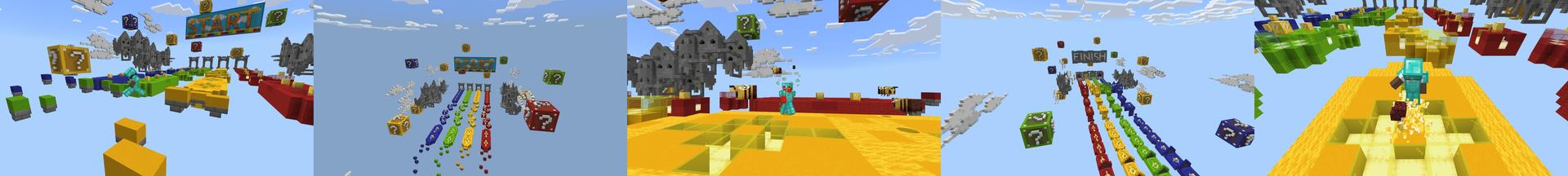 Panorama of the Minecraft Bedrock Marketplace product Lucky Block Race created by 2-Tail Productions.