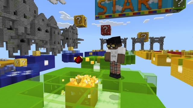 Screenshot of the Minecraft Bedrock Marketplace product Lucky Block Race created by 2-Tail Productions.