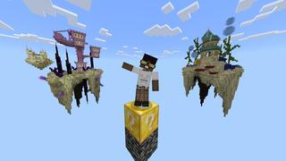 Screenshot of the Minecraft Bedrock Marketplace product Lucky Oneblock created by 2-Tail Productions.