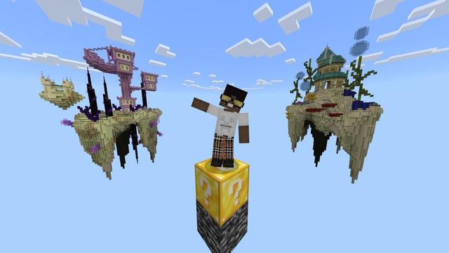Screenshot of the Minecraft Bedrock Marketplace product Lucky Oneblock created by 2-Tail Productions.