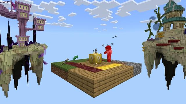 Screenshot of the Minecraft Bedrock Marketplace product Lucky Oneblock created by 2-Tail Productions.