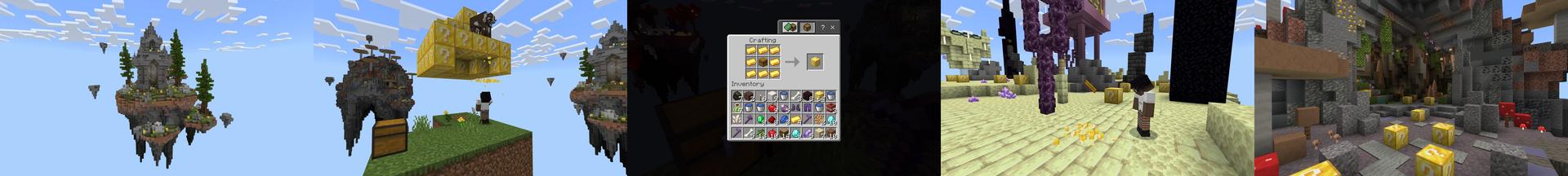 Panorama of the Minecraft Bedrock Marketplace product Lucky Skyblock created by 2-Tail Productions.