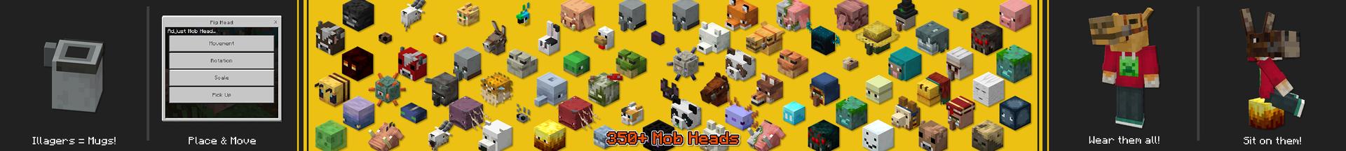 Panorama of the Minecraft Bedrock Marketplace product Mob Heads created by 2-Tail Productions.