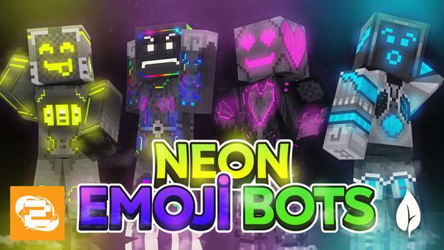 Thumbnail of the Minecraft Bedrock Marketplace product Neon Emoji Bots created by 2-Tail Productions.