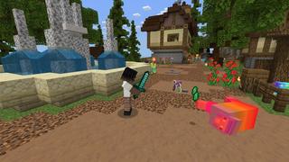 Screenshot of the Minecraft Bedrock Marketplace product Rainbow Lucky Mobs created by 2-Tail Productions.