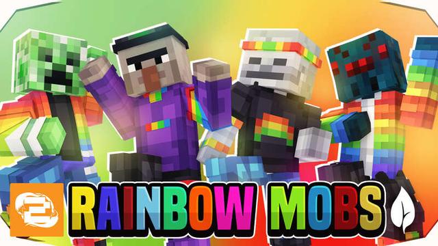 Thumbnail of the Minecraft Bedrock Marketplace product Rainbow Mobs created by 2-Tail Productions.