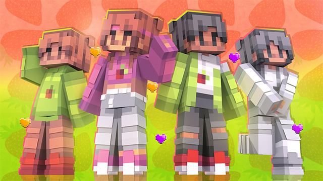 Thumbnail of the Minecraft Bedrock Marketplace product Strawberry Teens created by 2-Tail Productions.