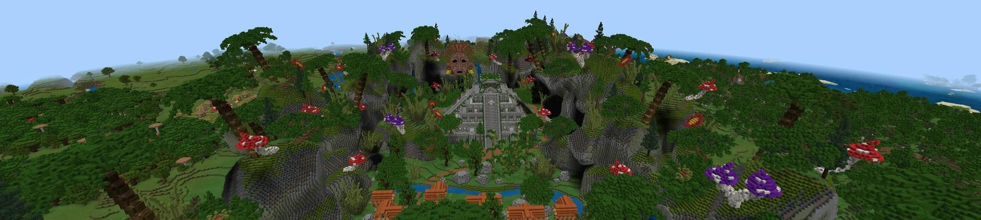 Panorama of the Minecraft Bedrock Marketplace product Aztec Base created by 4KS Studios.