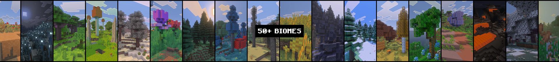 Panorama of the Minecraft Bedrock Marketplace product Biomes O' Plenty created by 4KS Studios.