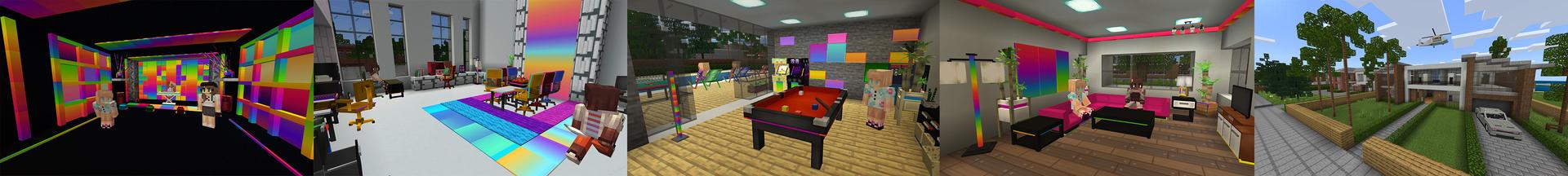Panorama of the Minecraft Bedrock Marketplace product Furniture RGB created by 4KS Studios.