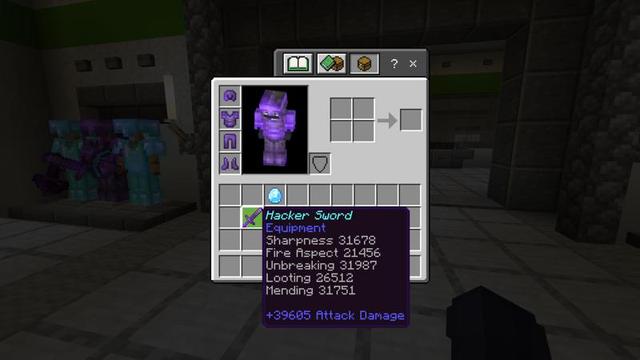 Screenshot of the Minecraft Bedrock Marketplace product Hacker Weapons created by 4KS Studios.