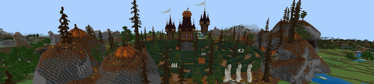 Panorama of the Minecraft Bedrock Marketplace product Halloween Maze created by 4KS Studios.