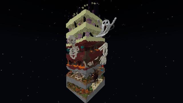 Screenshot of the Minecraft Bedrock Marketplace product Halloween Parkour Dimensions created by 4KS Studios.