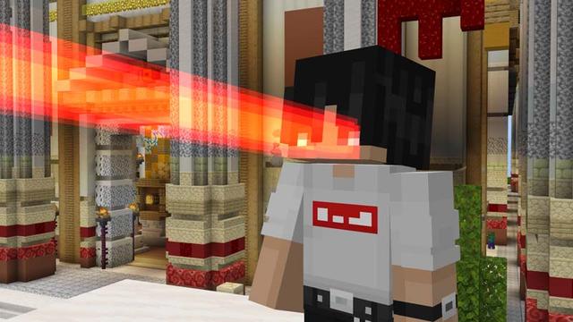 Screenshot of the Minecraft Bedrock Marketplace product Laser Eyes created by 4KS Studios.