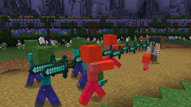 Screenshot of the Minecraft Bedrock Marketplace product Laser Eyes created by 4KS Studios.