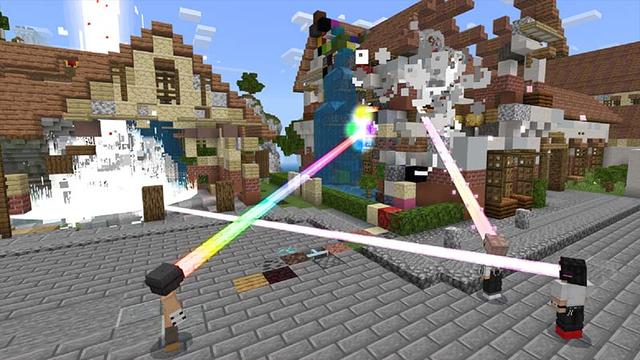Screenshot of the Minecraft Bedrock Marketplace product Laser Eyes created by 4KS Studios.
