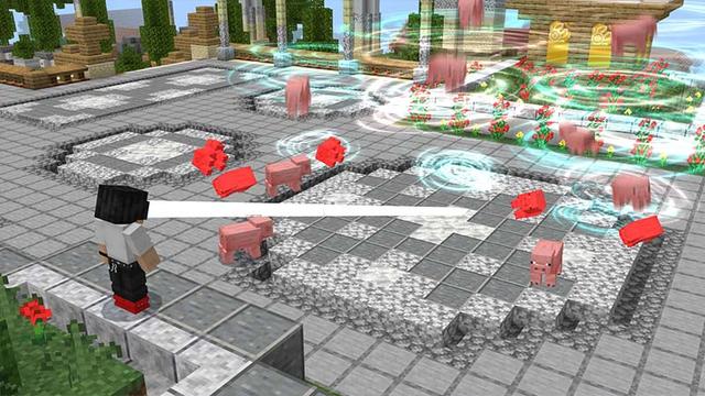 Screenshot of the Minecraft Bedrock Marketplace product Laser Eyes created by 4KS Studios.
