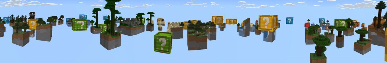 Panorama of the Minecraft Bedrock Marketplace product Lucky Block Skyblock created by 4KS Studios.