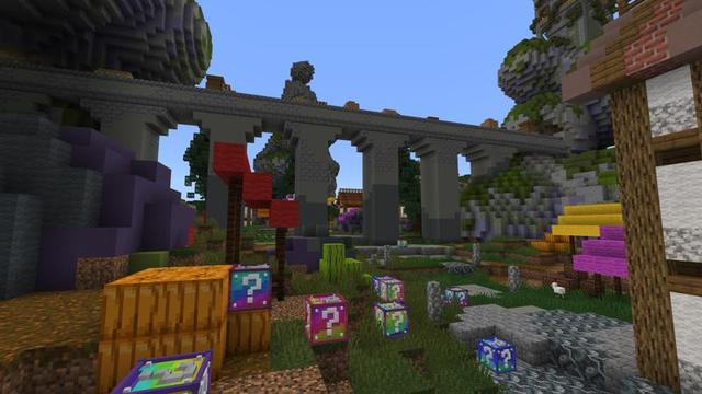 Screenshot of the Minecraft Bedrock Marketplace product Lucky Blocks Camp Kira created by 4KS Studios.