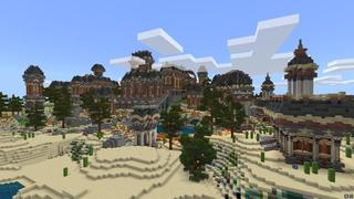 Screenshot of the Minecraft Bedrock Marketplace product Lucky Blocks Desert Paradise created by 4KS Studios.