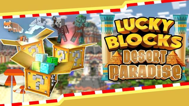 Thumbnail of the Minecraft Bedrock Marketplace product Lucky Blocks Desert Paradise created by 4KS Studios.