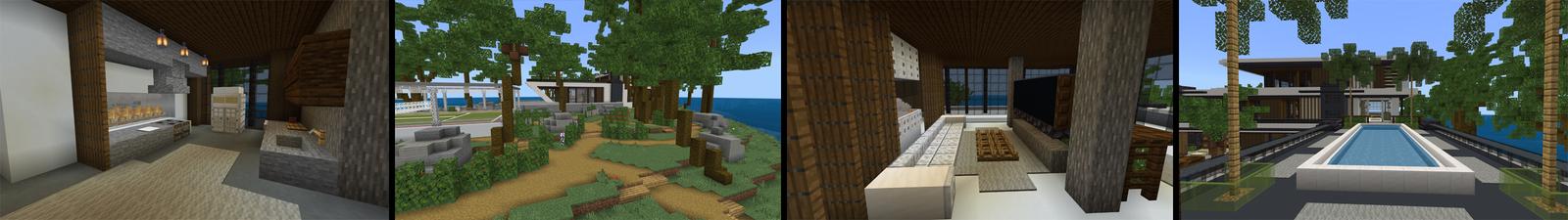 Panorama of the Minecraft Bedrock Marketplace product Luxury Beach Mansion created by 4KS Studios.