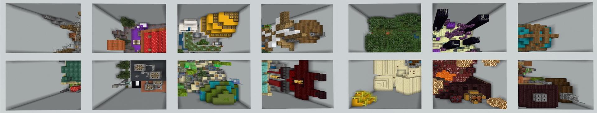 Panorama of the Minecraft Bedrock Marketplace product Mega Find the Button created by 4KS Studios.