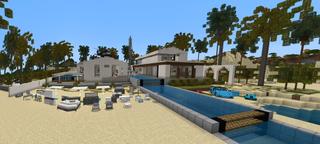 Panorama of the Minecraft Bedrock Marketplace product Millionaire Beach Mansion created by 4KS Studios.