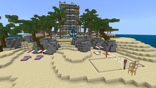 Screenshot of the Minecraft Bedrock Marketplace product Millionaire Beachfront Hotel created by 4KS Studios.