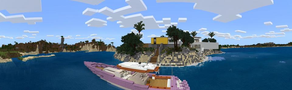 Panorama of the Minecraft Bedrock Marketplace product Millionaire Island Mansion created by 4KS Studios.