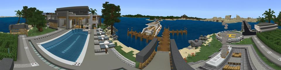 Panorama of the Minecraft Bedrock Marketplace product Millionaire Mansion Luxury created by 4KS Studios.