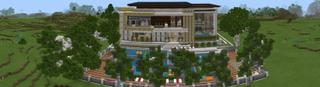 Panorama of the Minecraft Bedrock Marketplace product Millionaire Mansion Party created by 4KS Studios.