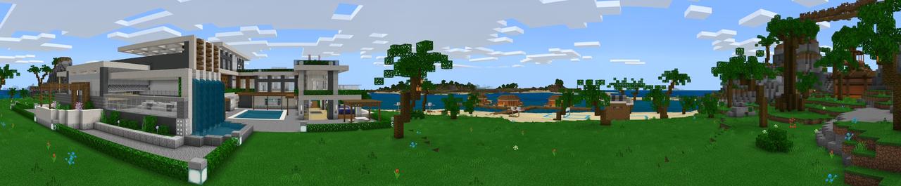 Panorama of the Minecraft Bedrock Marketplace product Millionaire Tropical Island created by 4KS Studios.