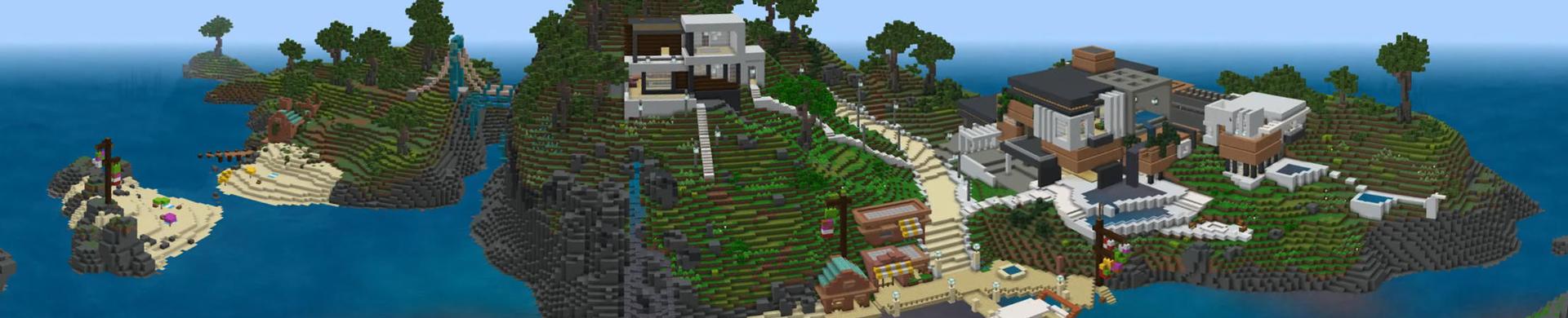 Panorama of the Minecraft Bedrock Marketplace product Millionaire Vacation Island created by 4KS Studios.