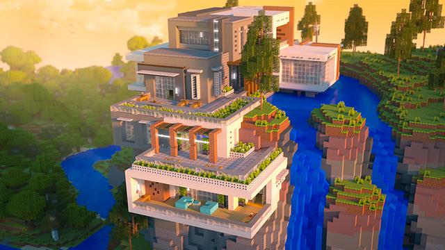 Thumbnail of the Minecraft Bedrock Marketplace product Millionaire Waterfall Mansion created by 4KS Studios.