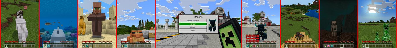 Panorama of the Minecraft Bedrock Marketplace product MOB MORPH 2 created by 4KS Studios.