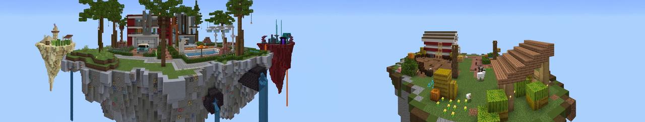 Panorama of the Minecraft Bedrock Marketplace product Modern Skyblock Mansion created by 4KS Studios.