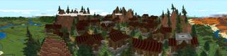 Panorama of the Minecraft Bedrock Marketplace product Mountain Village created by 4KS Studios.