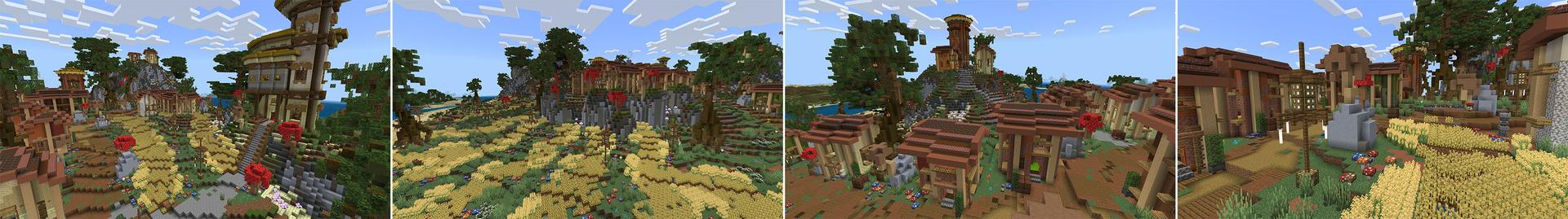 Panorama of the Minecraft Bedrock Marketplace product Mushroom Town created by 4KS Studios.