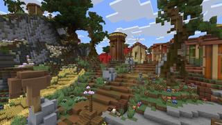 Screenshot of the Minecraft Bedrock Marketplace product Mushroom Town created by 4KS Studios.
