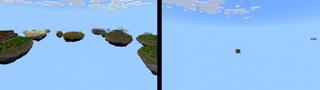 Panorama of the Minecraft Bedrock Marketplace product One Block+ Trends created by 4KS Studios.