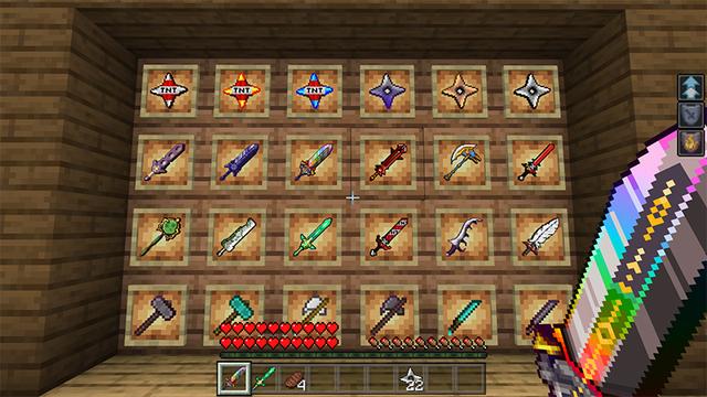 Screenshot of the Minecraft Bedrock Marketplace product Overpowered Weapons created by 4KS Studios.