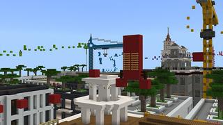 Screenshot of the Minecraft Bedrock Marketplace product Parkour Crane City created by 4KS Studios.
